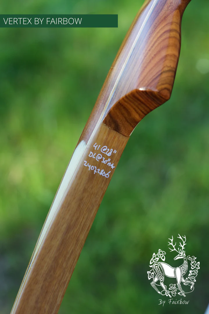 THE VERTEX BOW R-D 64" TIGERWOOD, BAMBOO-GLASS 41 LBS @ 28 INCH RH - Image 4